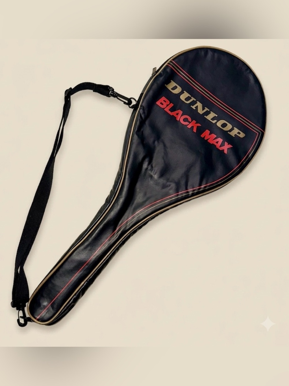 Vintage Dunlop Black Max Tennis Racquet Bag Cover Full Length Case 80s Vinyl